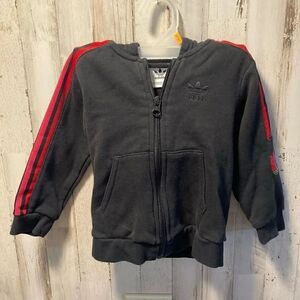 Adidas hoodie black with red and blue trim size 12 months